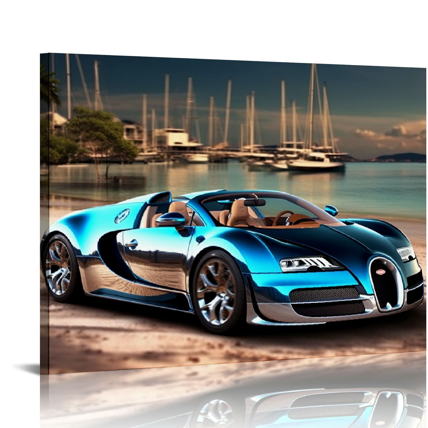 JEUXUS Car Poster Decor Black and White Wall Art Framed