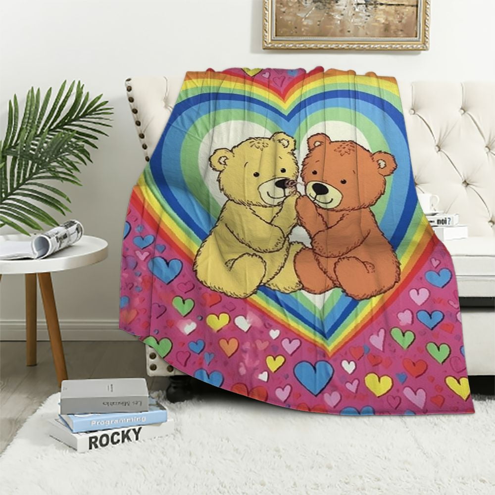 JEUXUS Care Bears Blanket, XOXO Care Bears Silky Touch Super Soft Throw