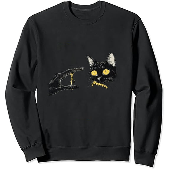 JEUXUS Cat Black Lover Skeleton Hand Boop Pullover