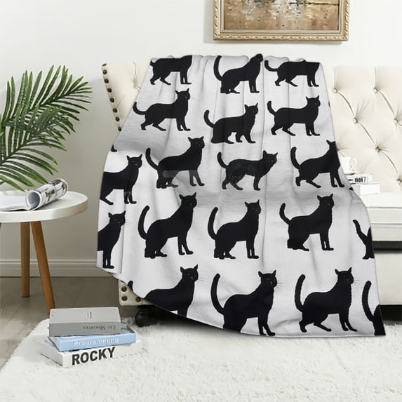JEUXUS Cat Blanket Animals Pet Pattern Throw Blanket Cat Lover Gifts Flannel Soft Warm Cozy Fuzzy Throw for Kids and Adults