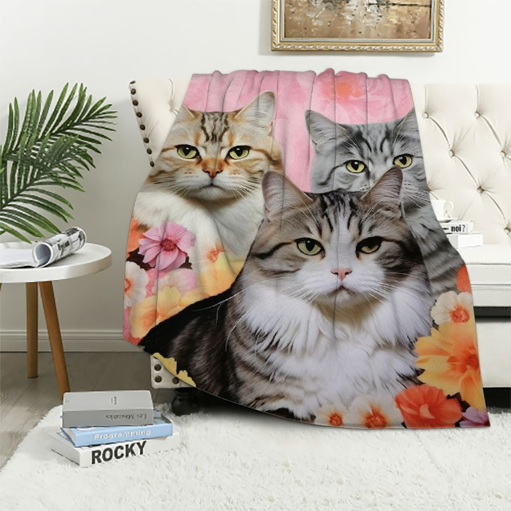 JEUXUS Cat Throw Blanket, SuperSoft Adorable ExtraLarge Kitty Cat