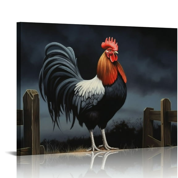 JEUXUS  Chicken Vivid Rural Rooster 26 Canvas Art - Home Decor Wall Art Print Poster Painting Large  20x16in