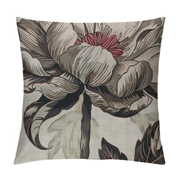 JEUXUS Chinoiserie Pillow Covers Floral Flowers Abstract Boho Pillow Covers Soft Mid Century Geometric Decorative Throw Pillows for Couch Bed Sofa Bedroom