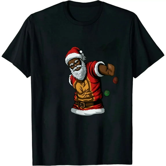 JEUXUS Christmas Black African American Santa Claus Basketball T-Shirt