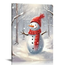 JEUXUS Christmas Decor Wall Art Farmhouse Snowman Wall Art Rustic Winter Pictures Santa Claus Canvas Painting Prints Modern Home Decor Artwork Christmas Gift for Bathroom Living Room 16x20 in