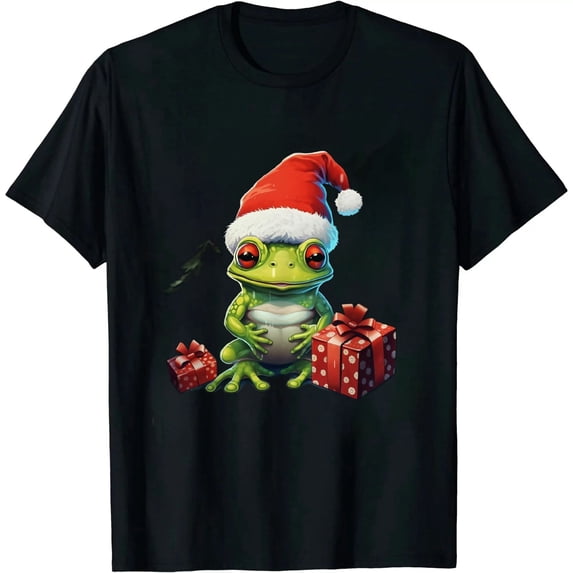 JEUXUS Christmas Frog Cottagecore Cute Mushroom Aesthetic X-mas T-Shirt