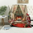 thumbnail image 1 of JEUXUS Christmas Nutcracker Throw Blanket Snowman Watercolor Farmhouse Pine Tree Gifts Home Cozy Fluffy Heavy All Season Couch Sofa Bed Room Soft Flannel,Brown,, 1 of 6