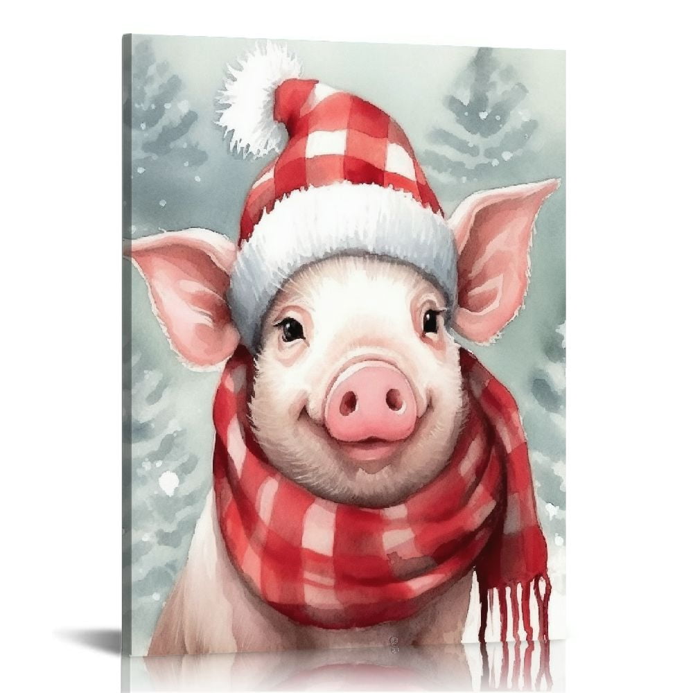 JEUXUS Christmas Pig Decor Wall ArtPainting for Children's room