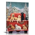 thumbnail image 1 of JEUXUS Christmas Red Truck with Tree and Cute Dog Poster Canvas Print Oak Christmas Wall Art Wall Christmas Pictures Home Bedroom Living Room Wall Decoration 16×20inch, 1 of 4