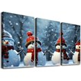 thumbnail image 1 of JEUXUS Christmas Snowman Wall Art Santa Claus Hat Red and White Scarf Posters Christmas Decor Snow Forest Scene Canvas Picture Framed Artwork Painting for Living Bedroom Office 12''x16''X3 Panels, 1 of 4