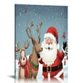 thumbnail image 1 of JEUXUS Christmas Style Santa Claus with Reindeer Modern Abstract Canvas Art Wall Decor Artwork Picture Framed Oil Painting for Bedroom Living Room Bathroom Office Home Decoration,16x20in, 1 of 4