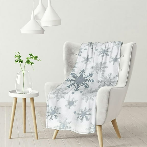 JEUXUS Christmas Throw Blanket White Snowflake Christmas Blanket Super Soft Flannel Throw Blanket Winter Plush Fuzzy Warm Bed Blanket Christmas Holiday Decor for Couch Bed