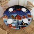 thumbnail image 1 of JEUXUS  Christmas Tree Elastic Edged Table Cover Round, Christmas Snowflake Fitted Tablecloth, Outdoor &amp; Indoor, Picnic, Patio, Lodge Party Decor Present,, 1 of 7