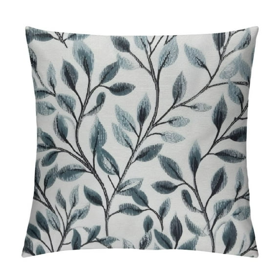 JEUXUS Classical Jacquard Teal Leaf Pattern Square Decorative Throw Pillow Case Cushion Cover
