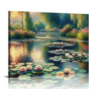 JEUXUS Claude Monet - Water Lilies 1917 Impressionism Canvas Wall Art for Living Room Decoration Wall Hanging Picture for Hallway Painting Poster for Bedroom