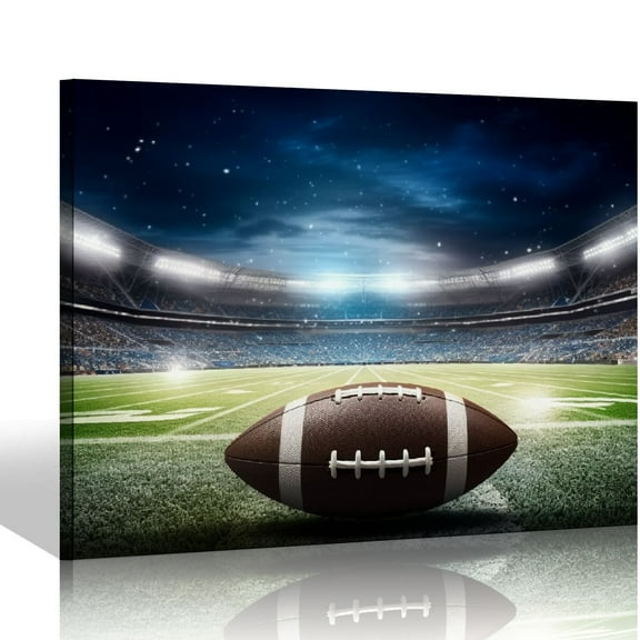 JEUXUS Close Up of American Football Sport Canvas wall Art Paintings Pictures Print Aerwork for Home Office Kids Boys Room Decor-20x16 inch