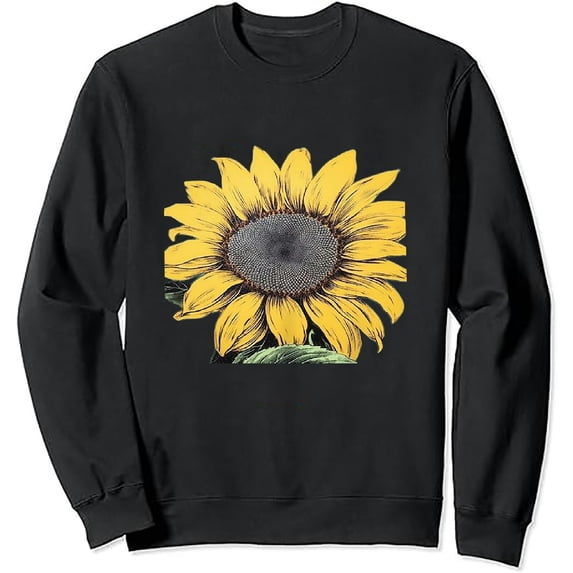 JEUXUS Cloth Sunflower Sweatshirt Women Funny Flower Positivity Long Sleeve Cute Graphic Shirts Floral Pullover Top