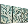thumbnail image 1 of JEUXUS  Coastal Pictures Coral Painting Canvas Wall Art Bathroom Decor Picture Beach Theme Artwork Home Decor Framed Ready to Hang 12''x16''X3 Panels, 1 of 4