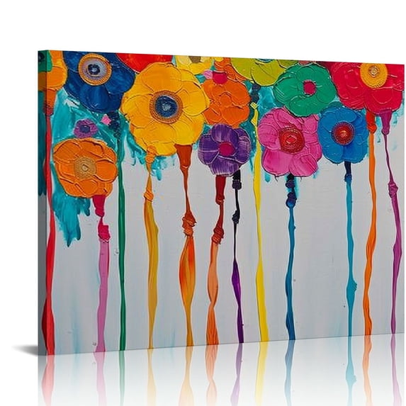 JEUXUS Cololful Flower Painting - Abstract Floral Canvas Wall Art - Big Artwork for Livingroom Bedroom Over Bed Sofa Decor