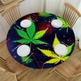 thumbnail image 1 of RUIYC Colorful Cannabis Leaf Table Cover Marijuana Weed Leaf Decorative Room Table Cloth Youth Adult Blue Pattern Tabletop for Dining Room Kitchen Washable Fabric,Round, 1 of 7