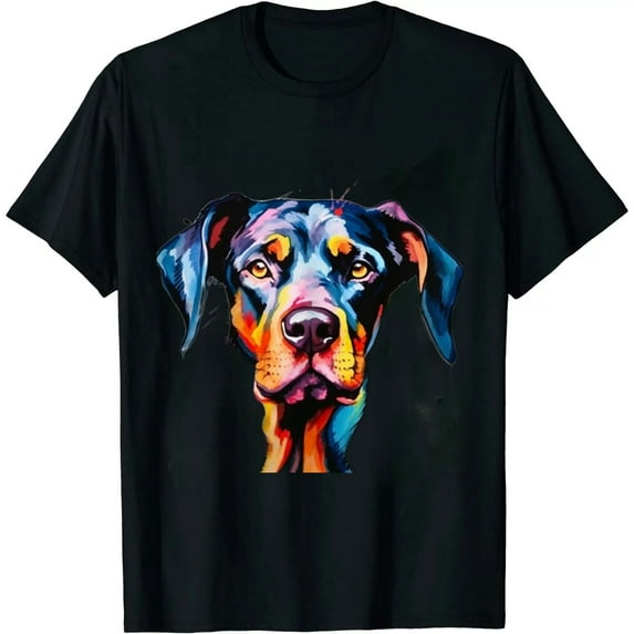 JEUXUS Colorful Doberman Dog Love-r Dad Mom, Boy Girl Funny T-Shirt