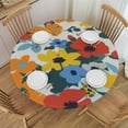 thumbnail image 1 of JEUXUS Colorful Floral Farmhouse Table Cloth Yellow Orange Blue Green Flowers Round Tablecloth Spring Summer Fall Autumn Vintage Retro Rustic Washable Table Cover For Holiday Kitchen Dinning, 1 of 7