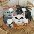 thumbnail image 1 of JEUXUS Colorful Funny Cats Kitten Animals Round Tablecloth with Elastic Edge Washable Decor Table Covers for Kitchen Dining Patio Parties, 1 of 7