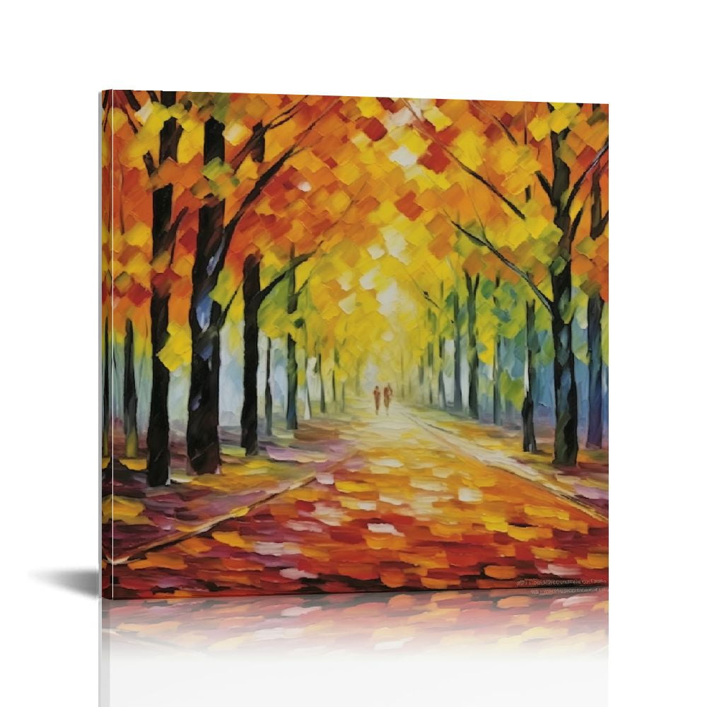Colorful Abstract Forest Path Oil Painting Wall Art Set