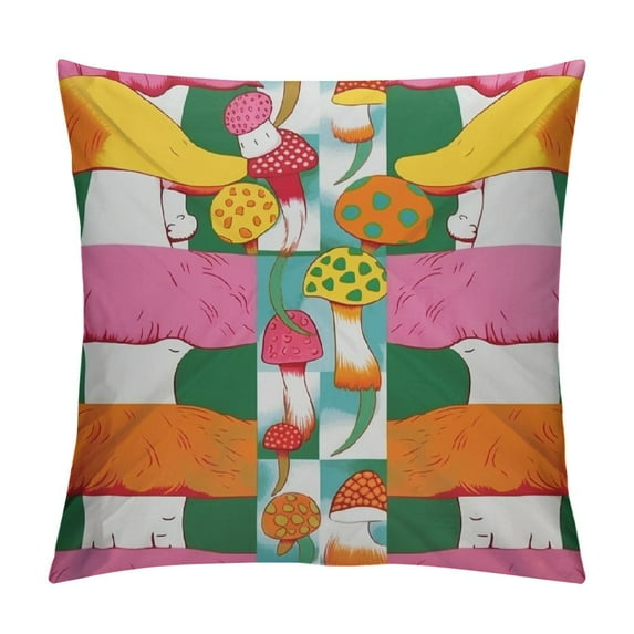 RUIYC  Colorful Mushroom Pillowcase, Motivational Square Throw Pillow Cover, 18x18 Inch Double Sided Cushion Cover Home Office Decor Inspiring Gift for Sofa Couch Bed Armchair - 10