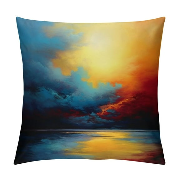 JEUXUS Colorful Sky Modern Abstract Short Plush Pillow Case (Universal 1) White