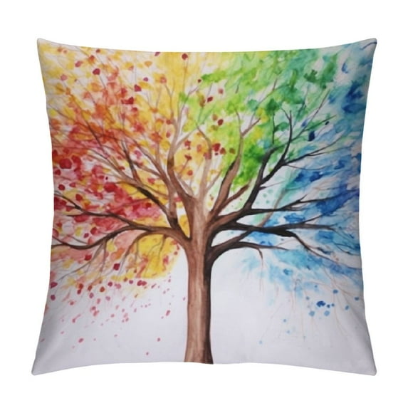 JEUXUS Colorful Tree Pillow Covers Lumbar Pillow Covers Home Decorative Cushion Case for Sofa Couch Housewarming Gifts Family Room Décor