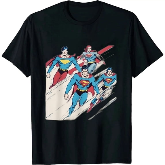 JEUXUS Comics Justice League Superheroes Christmas Skiing T-Shirt