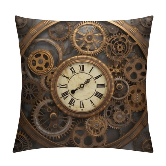 JEUXUS Cool Steampunk Throw Pillow Covers Pillow Cover with Zipper Throw Pillow Cases Double Sided Plush Pillow Covers Decorative Throw Pillows Covers for Couch Living Room Bedroom