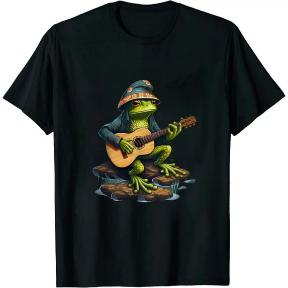JEUXUS Cottagecore Aesthetic Frog Playing Banjo on Mushroom | Frog T-Shirt