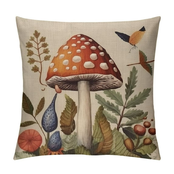 JEUXUS Cottagecore Room Decor Aesthetic - Fairycore Room Decor - Fall Room Decor - Mushroom Decor Throw Pillow Cover