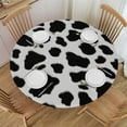 thumbnail image 1 of JEUXUS  Cow Print Animal Black White Round Tablecloth Washable Table Cloth Cover Indoor Outdoor for Dining, 1 of 7