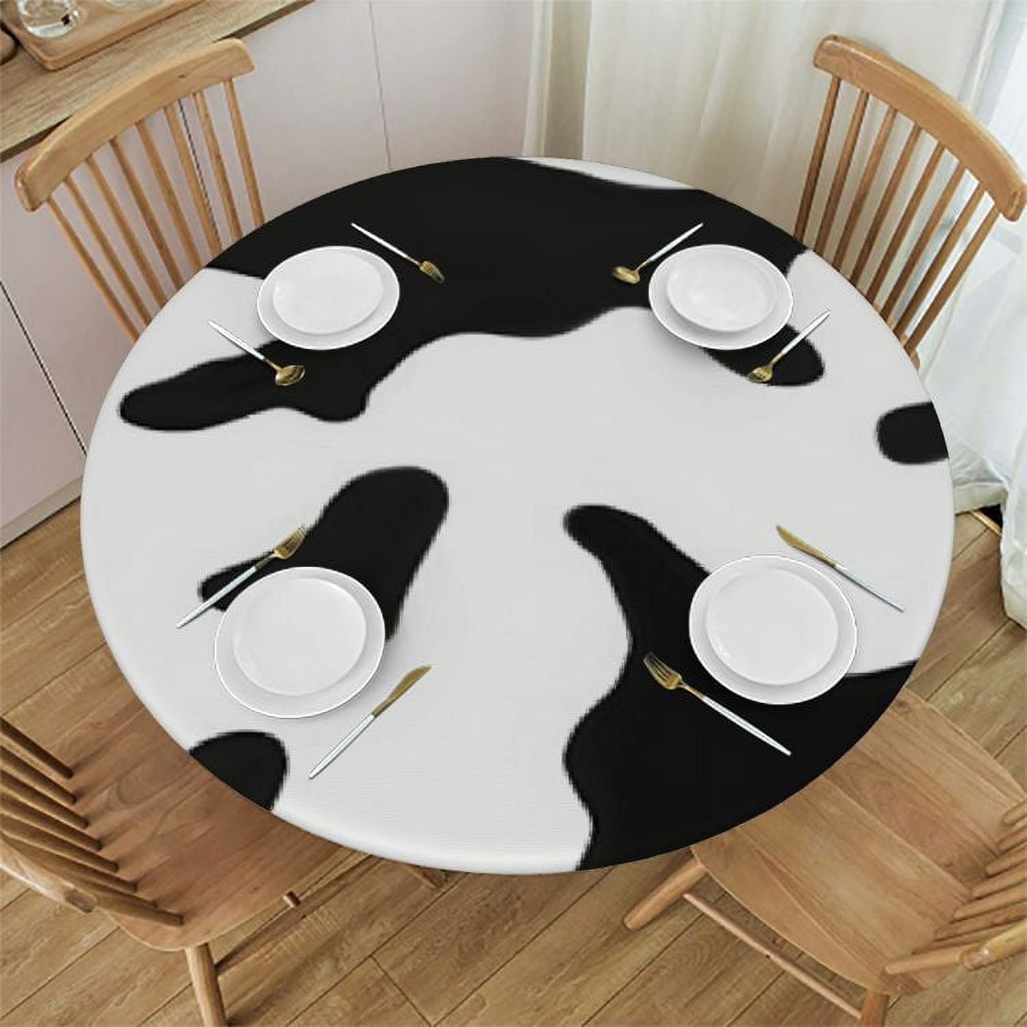 JEUXUS Cow Print Round TableclothCircle Table Cloth Cover Circular ...