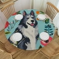 thumbnail image 1 of JEUXUS  Cute Alaskan Malamute Dog Puppy Rose Flowers Florals Print Tablecloth with Lace Trim Free Round Table Cover for Party Birthday Banquet Kitchen Dining Funny Tables Cloth, 1 of 7