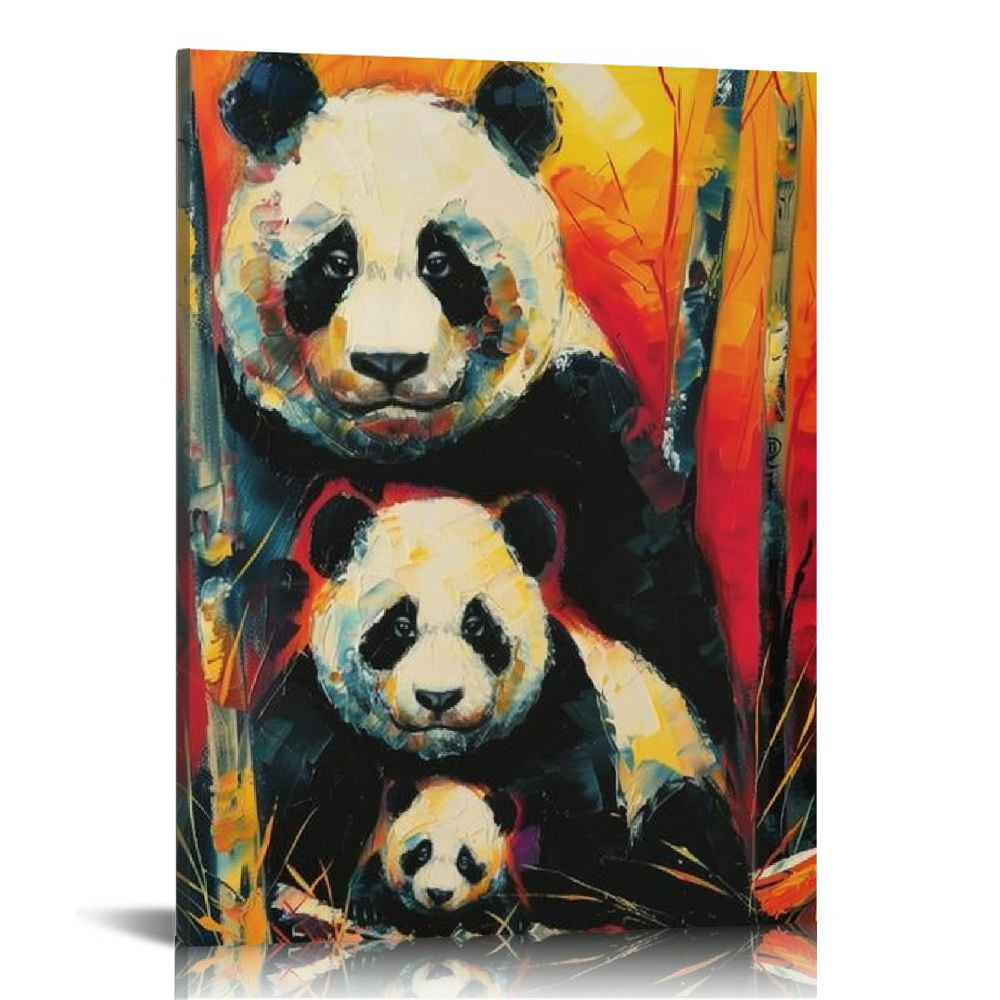 JEUXUS Cute Animal Canvas Wall Art Panda Poster Prints Aesthetic Type ...