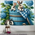thumbnail image 1 of JEUXUS Cute Bunny Blue Flowers Picture Hanging Tapestry (Multiple SKUs) Painting, 1 of 6