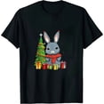 thumbnail image 1 of JEUXUS Cute Bunny Rabbit Christmas Tree Presents Snow Stars Graphic T-Shirt, 1 of 3
