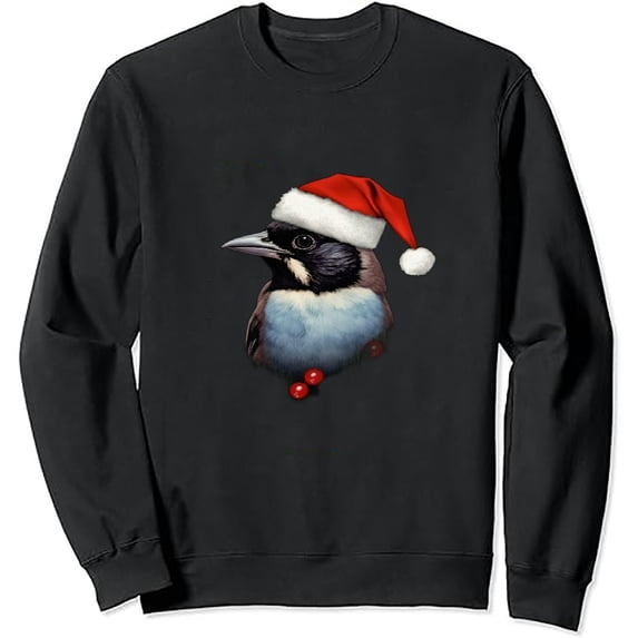 JEUXUS Cute Cartoon Bird Holiday Magpie Santa Christmas Gift Idea Sweatshirt
