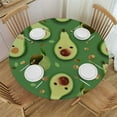 thumbnail image 1 of JEUXUS  Cute Cartoon Funny Avocado Fitted Round Table Cover with Elastic Protector Table Kitchen Dinner Waterproof Oil-Proof Tablecloth Fits Small, 1 of 7