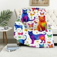 thumbnail image 1 of JEUXUS Cute Cat Blanket Kawaii Super Soft Flannel Throw Blanket Bedding Cat Gifts for Cat Lover Woman Kids Adults, 1 of 6