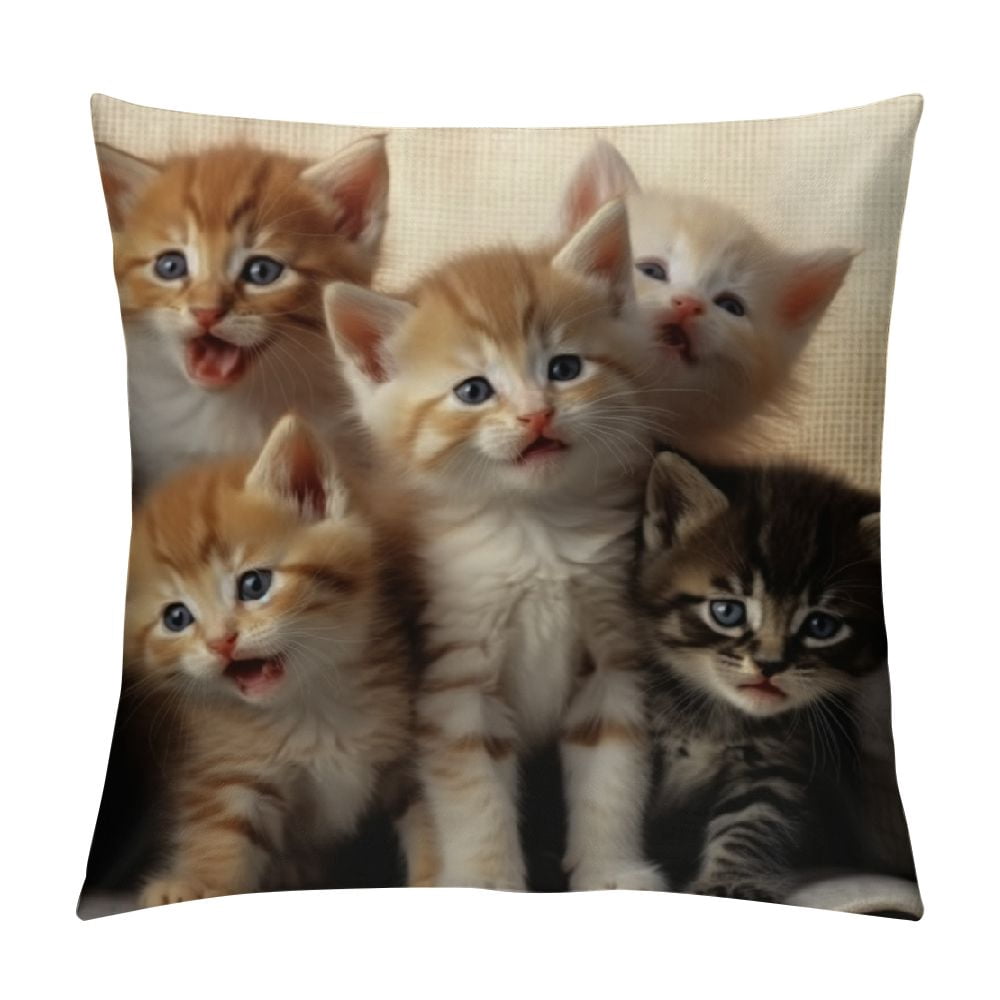 Royalkane Cat Fight Cotton Pillowcases – Standard/Queen Size – 20x30 Inches – Cat Decor