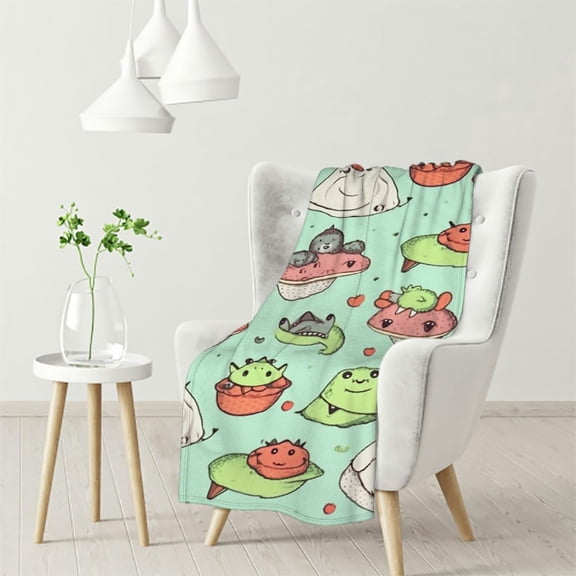 JEUXUS Cute Green Frog Blanket, Flannel Blanket Fluffy Cozy Fuzzy Throws Non-Shedding for Nap Bed Sofa Couch Home Decor, Adults Kids Teens Frog Gifts