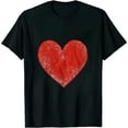 thumbnail image 1 of JEUXUS Cute Heart Valentines Day Vintage Distressed Red T-Shirt, 1 of 3