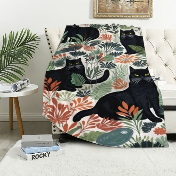 JEUXUS Cute Kids Black Cat Blanket"Flannel Fluffy Plush Soft Cozy Comfy Quilt Blanket Gift