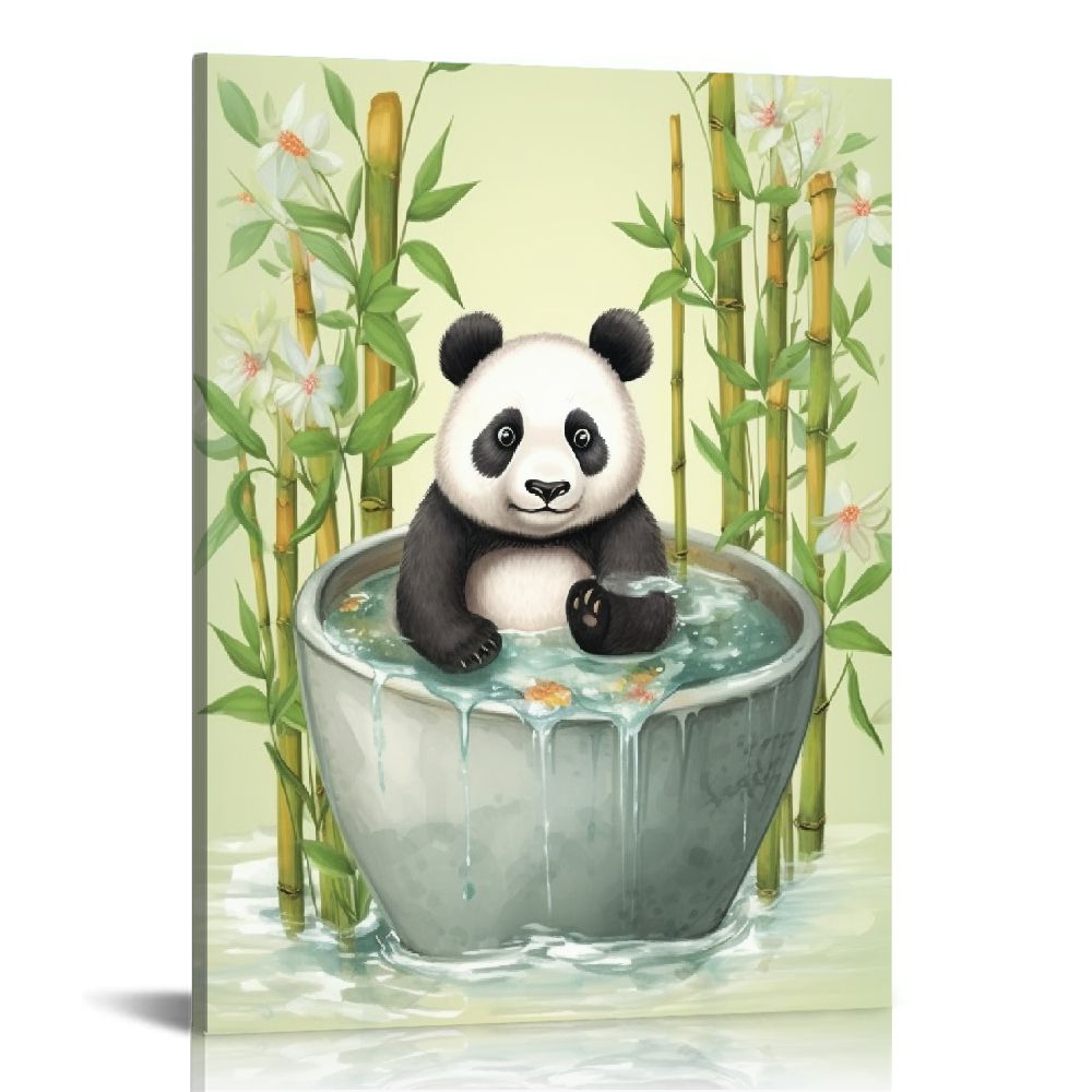 JEUXUS Cute Panda Bathroom Wall Decor Funny Panda In Bathtub Pictures ...