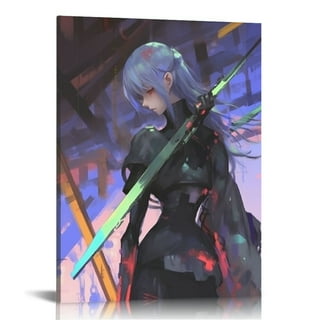 Anime Cyberpunk Girl and Cat - Anime Girls - Posters and Art Prints